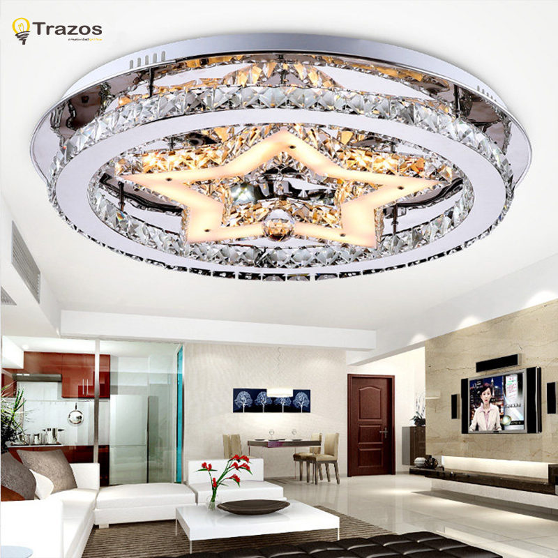 indoor led ceiling lights for home living room decor lighting lustres de teto crystal star christmas party surface mount lamp