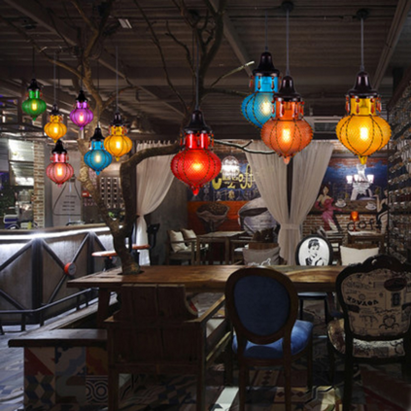 interior lamp hanging globe light restaurants coffee shop vintage pendant lamp christmas led pendant edison light color glass