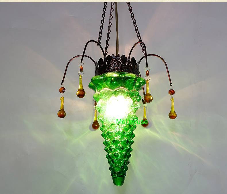 kitchen single head continental southeast asia creative colored glass pendant light cafe bar restaurant glass decorative lamp
