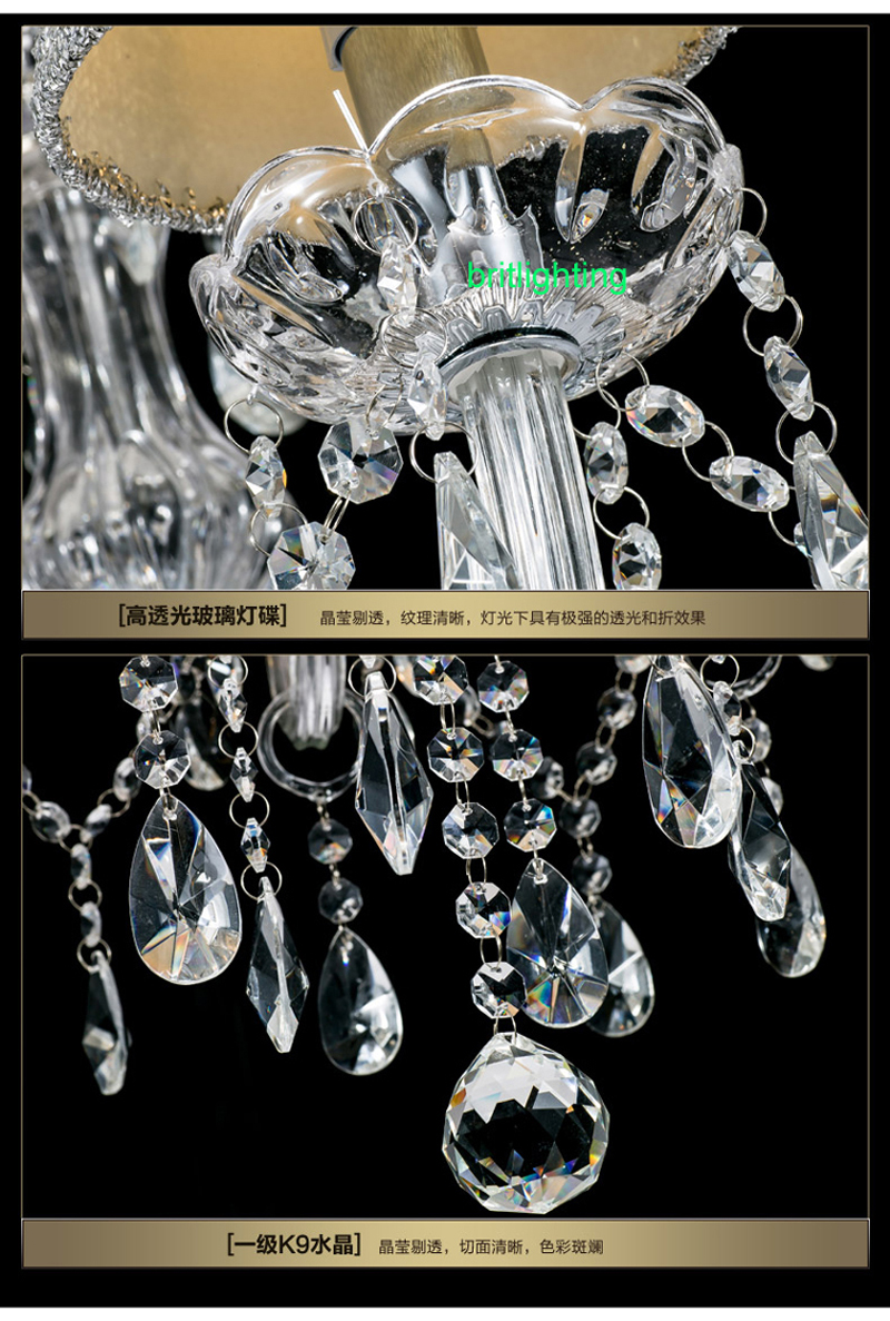 led crystal chandelier light bed room vintage lamp candle crystal chandelier light with lampshade fashion crystal chandelier