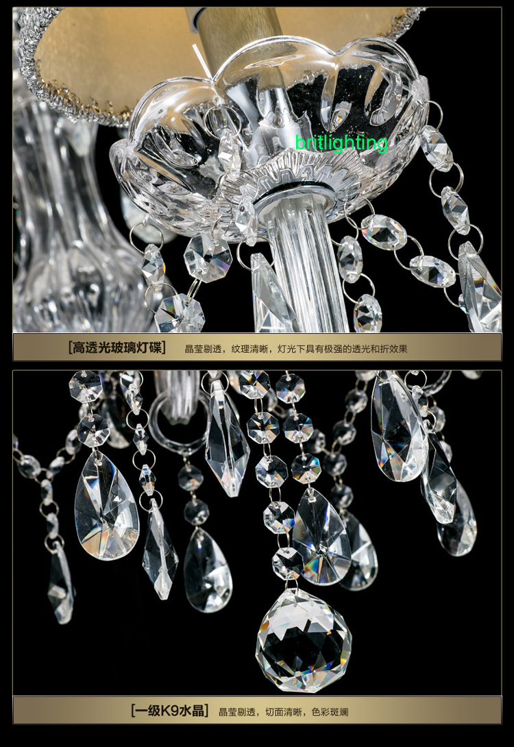 led crystal chandelier light bed room vintage lamp candle crystal chandelier light with lampshade fashion crystal chandelier