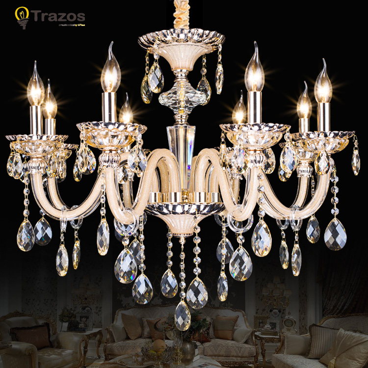 luxury royal candle led chandelier k9 crystal denpants lustres de sala de cristal wedding party decoration chandelier lighting