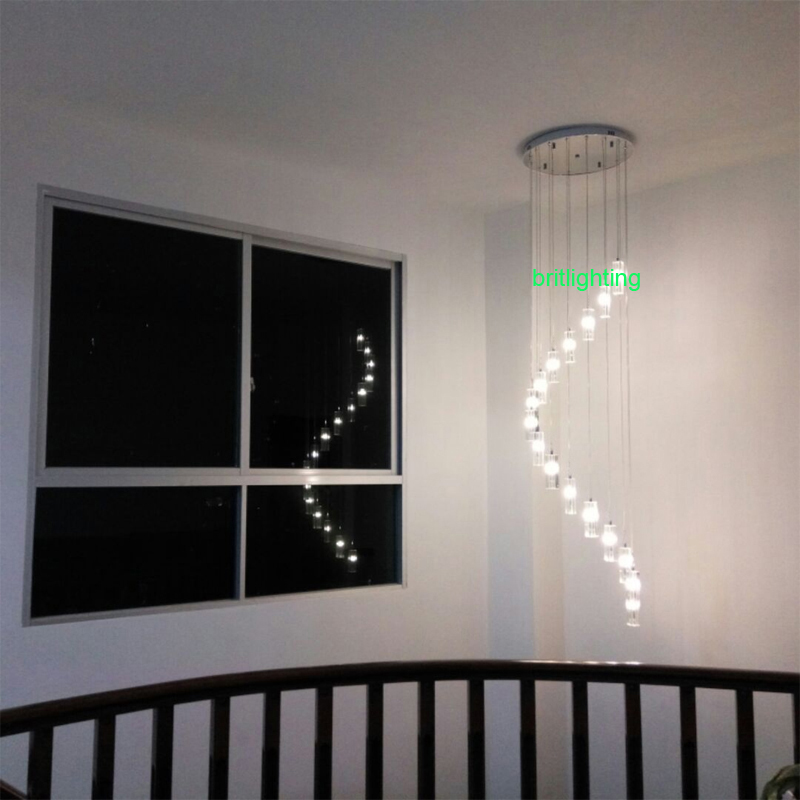 modern crystal chandelier stair long spiral crystal chandelier lighting fixture for staircase rain drop chandeliers high ceiling