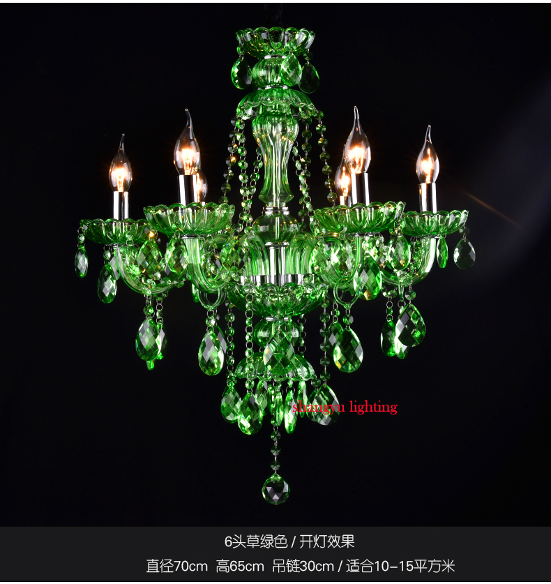 modern crystal chandeliers european green crystal chandelier candle lamp room ktv el restaurant colored glass chandeliers