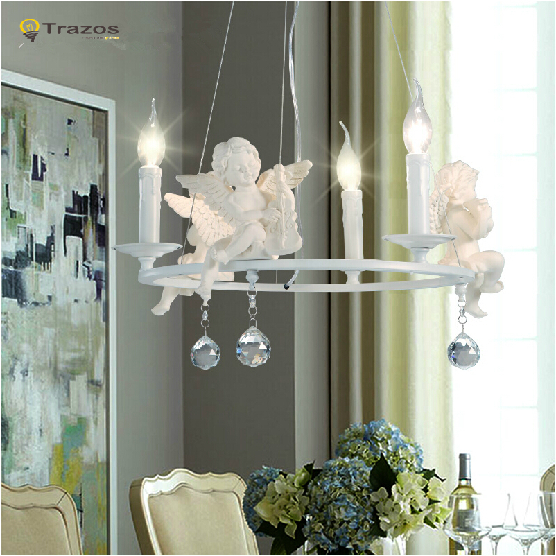 modern crystal chandeliers with the angel for living room light modern lamps lustre lighting led pendant