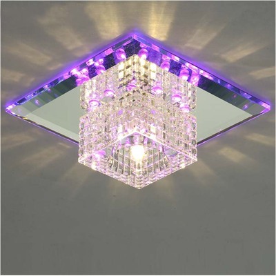 modern flush mount crystal light fixture led crystal lamp house purple/blue square door entrance hallway lights chinese style