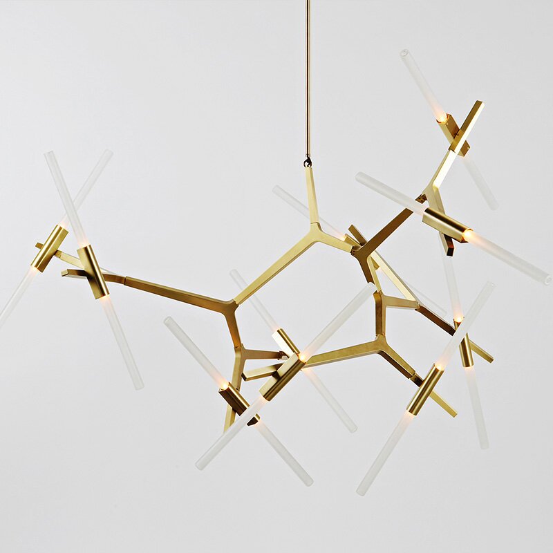 modern suspension spider pendant lights with golden heads loft industrial satellite led pendant lamps for living room & bar