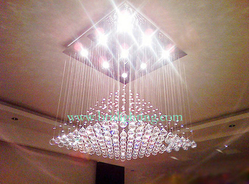rain drop k9 square crystal chandeliers living room bedroom restaurant lamp hanging wire pyramid crystal lamp project lights