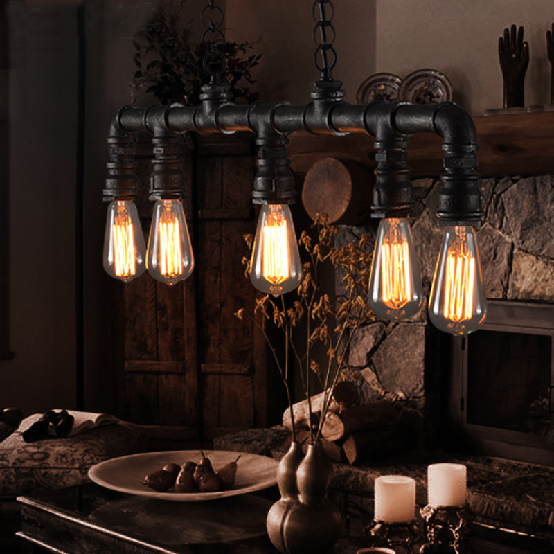retro edison bar/dining room /ktv lighting vintage pendant lights water pipe pendant lamp for warehouse e27 edison bulbs