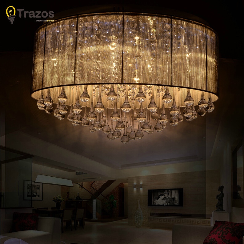 water drop k9 crystal ceiling lights luxury european style lampadas de led para teto round shade modern plafon luminaria