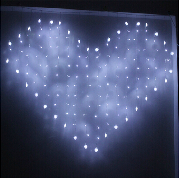 2015 novelty romance flasher holiday decoration 2m x 1.6m heart led curtain lights string christmas valentine's wedding 220v eu