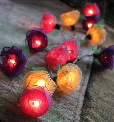 3m 220v cute lovely rose flower light string artificial flowers for bedroom christmas home decorations beige+pink+red