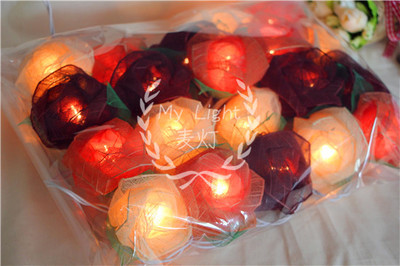 3m 220v cute lovely rose flower light string artificial flowers for bedroom christmas home decorations beige+pink+red
