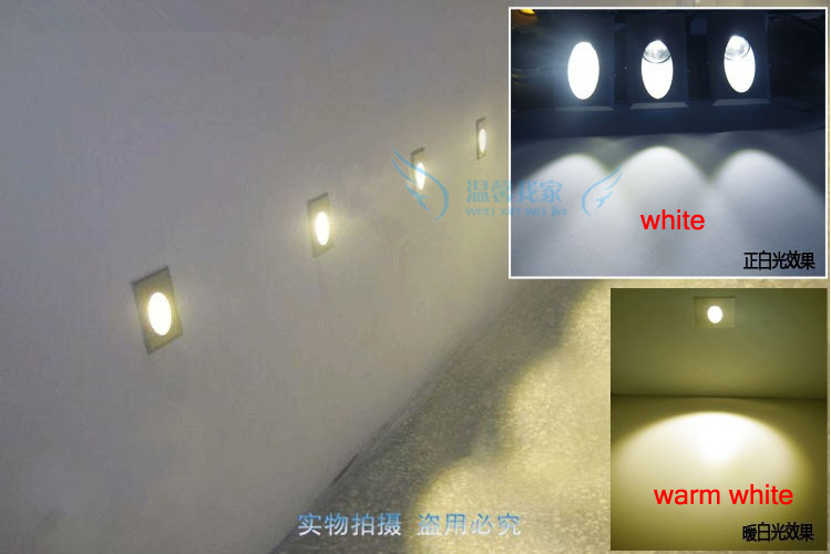 3pcs new design led wall footlights lamps 85-265v 1w led stair light els guesthouse hospitality walkway lights