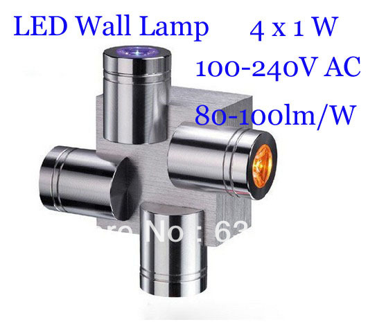 4*1w led wall lamp high brightness 80-100lm/w led corridor light epistar chip 85-260v ac rohs ce