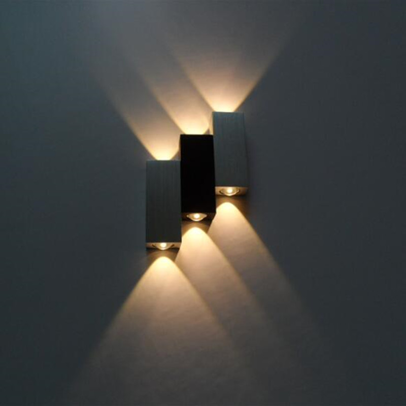 6w led wall lamp square led spot light aluminum modern black / white home decoration light for bedroom/dinning room/restroom
