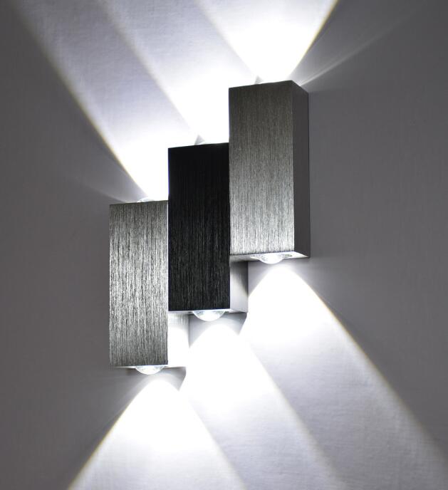 6w led wall lamp square led spot light aluminum modern black / white home decoration light for bedroom/dinning room/restroom
