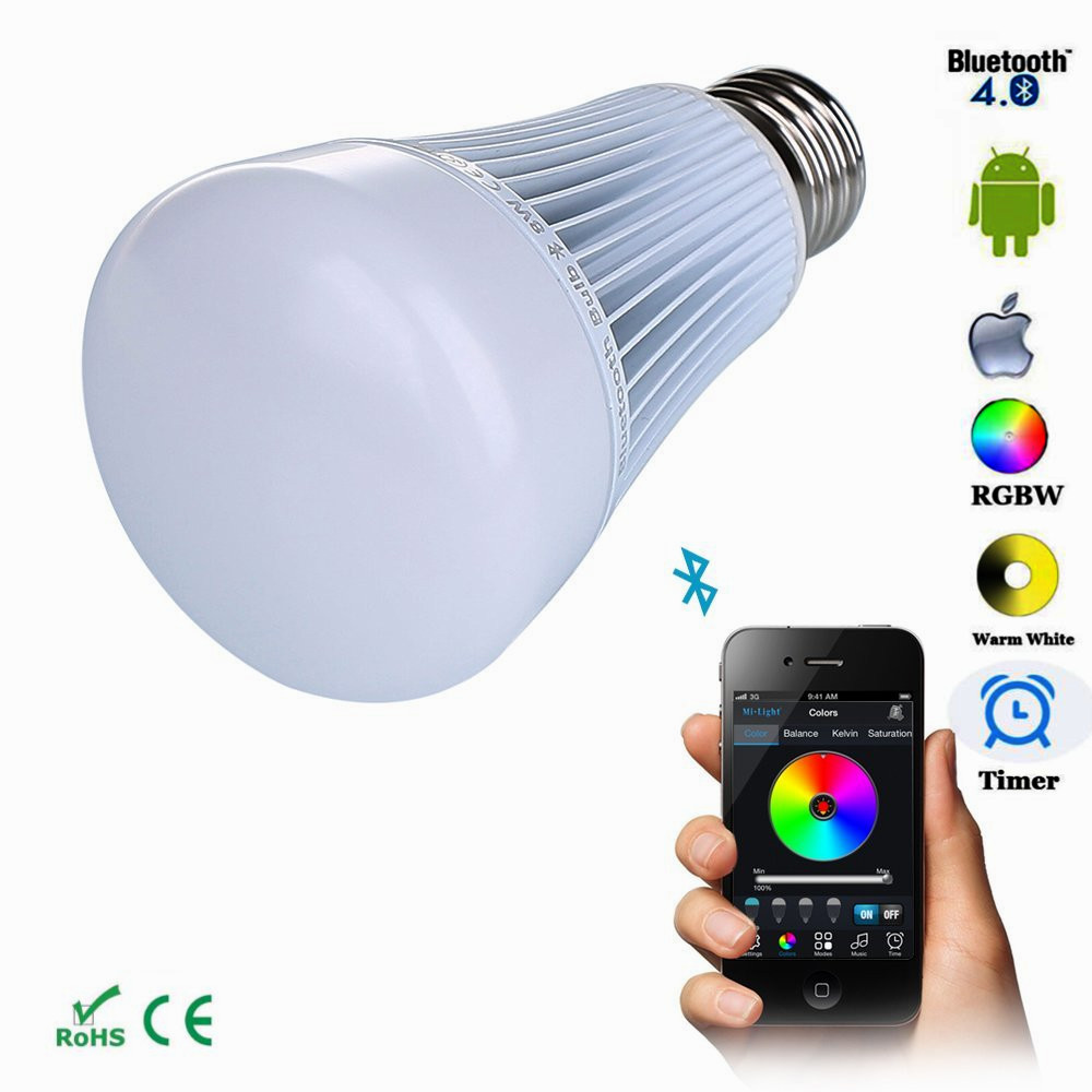 8w smart led bulb bluetooth 4.0 e27 dimmable rgbww mi light led lamp color change music ball led light for android ios 110v 220v