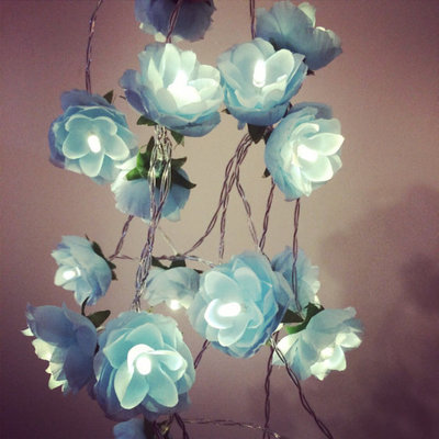 artificial flowers for wedding decoration battery flower lights string electric led flower lights blue color warm white 12v
