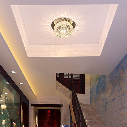 circle flush mount crystal light fixtures modern living room/foyer lighting led 3w crystal ceiling decorations ac 85-260v 10cm