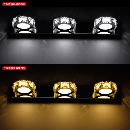 clear/champagne crystal wall lamp led bathroom mirror light warm white/cool white crystal wall sconce led 220v indoor home decor