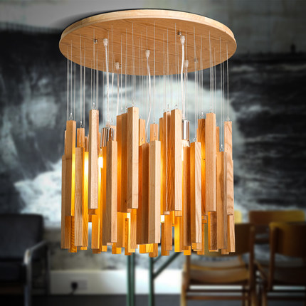 creative modern design meteor shower wooden pendant lamp dinning room rustic light fixture dia 40cm/60cm lampes suspendues