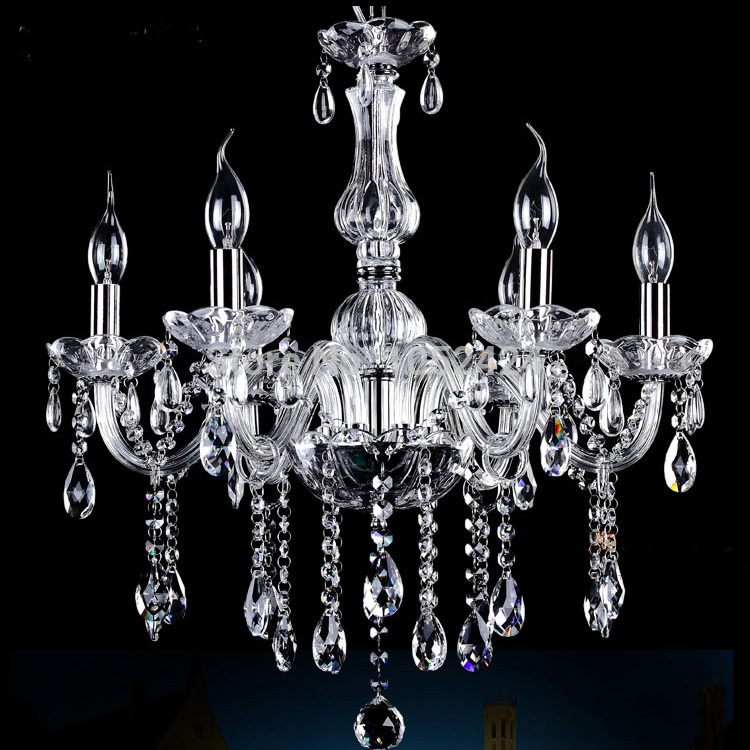 crystal chandelier light 6 light transparent crystal lighting bed room, dinning room #q8006-6c