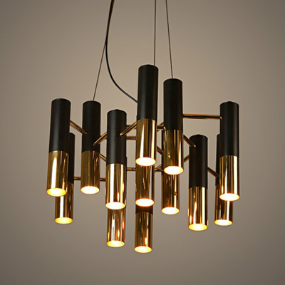 delightfull ike black and gold metal aluminum tube chandelier lamp italy modern design suspension light for dinning restaurant