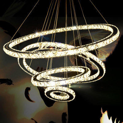 diamond ring led crystal pendant light modern led lighting circles hanging lamp dia 40cm/60cm/80cm/90cm/100cm 4 rings