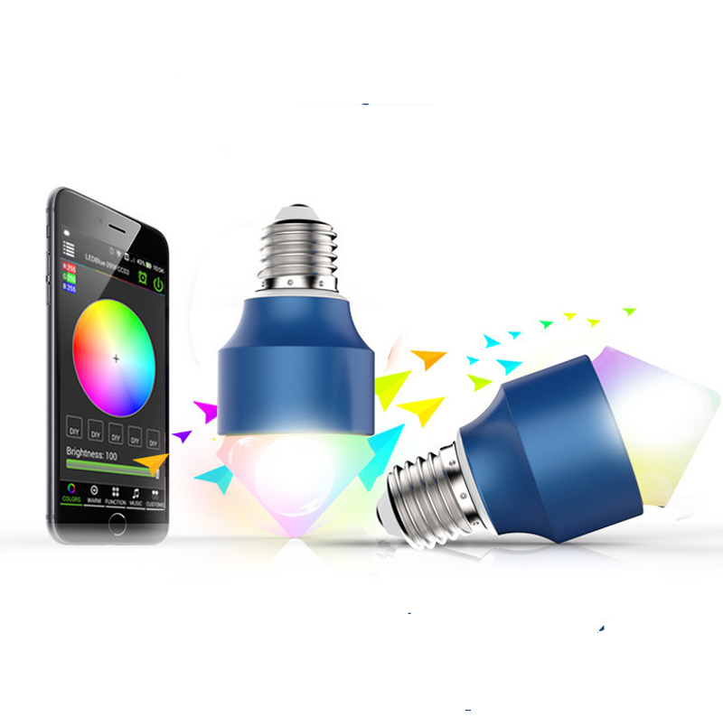 e27 6w rgbww wireless music bluetooth 3.0 smart led bulb smartphone controlled dimmable changing lights alarm clock led bulb