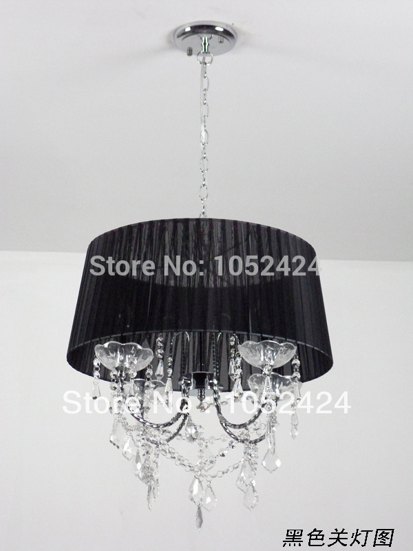 elegant chandelier 4 lights fabric crystal metal plating bed room, dinning room with 12colors#ck9001purple