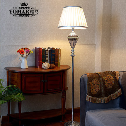 elegant fashion crystal lamp floor standing sofa corner bedroom lamp with fabric lamp shades piantana lampada