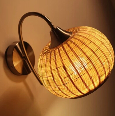 fashion brief bed-lighting american style wall lamp modern romantic bedroom rustic bamboo led wall lamps lighting
