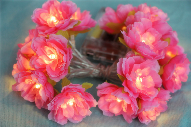 fashion christmas flower decoration hand made flower light string 3m 30bulbs luces decorativas aa battery string light