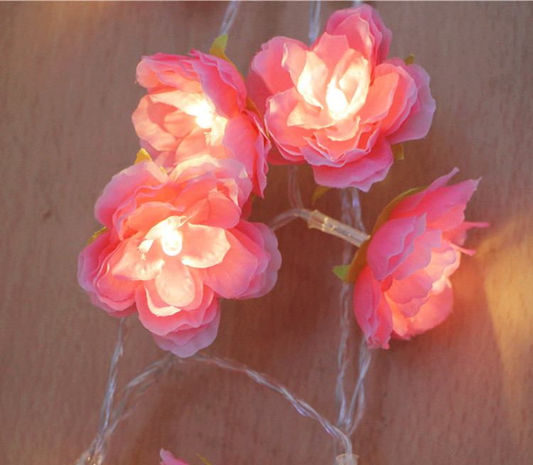 fashion christmas flower decoration hand made flower light string 3m 30bulbs luces decorativas aa battery string light