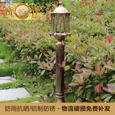 h115cm europe bronze cottage garden lawn pole lamp aluminum+glass waterproof outdoor backyard pole lighting e27 bulb 220v/110v