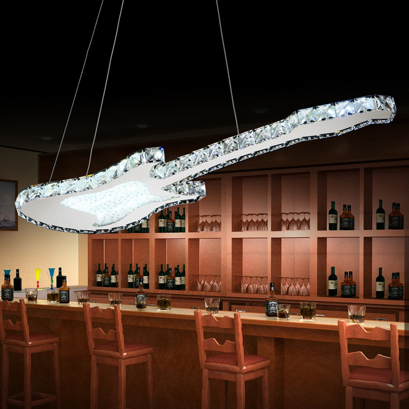happy 25 aug modern led pendant lamp led pendant light guitar shape 90-265v crystal pendant light for dinning room