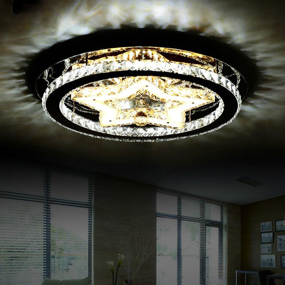 indoor led ceiling lights for home living room decor lighting lustres de teto crystal star christmas party surface mount lamp