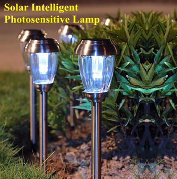 intelligent solar posensitive led lights waterproof solar lawn path lighting lamp villa garden decoration stainless steel