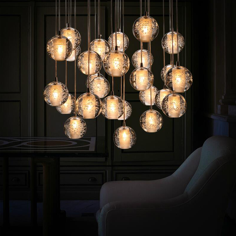 led crystal pendant lamps lighting g4 12dc retrofitted 3w bulbs stair lights crystal ball loft light