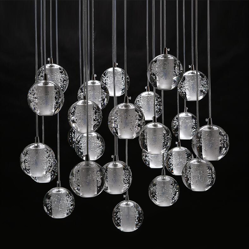 led crystal pendant lamps lighting g4 12dc retrofitted 3w bulbs stair lights crystal ball loft light