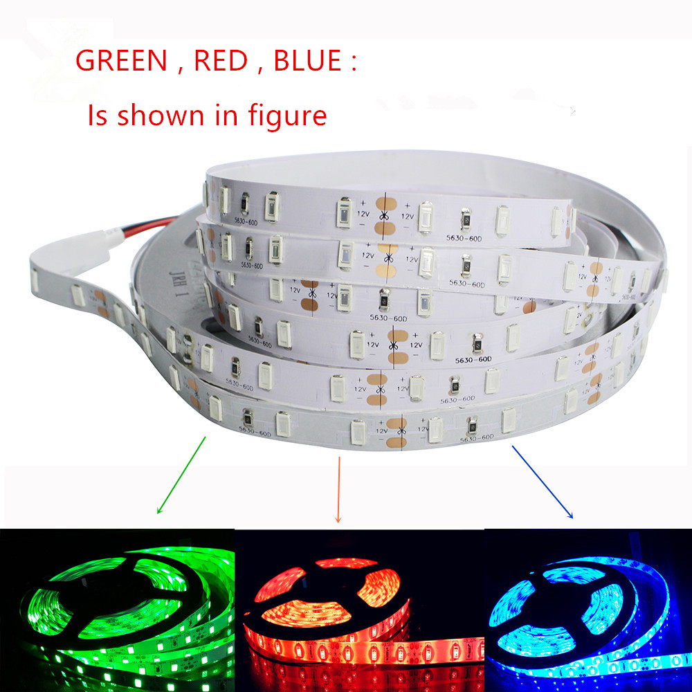 led flexible strip light smd 5630 5m +dc connector +12v adapter for christmas, wedding, party, home decoration lighting