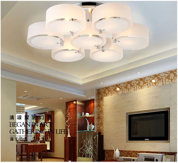 modern ceiling light 7 lights e26 e27 brushed nickel acrylic glass modern flush mount for living room bed room