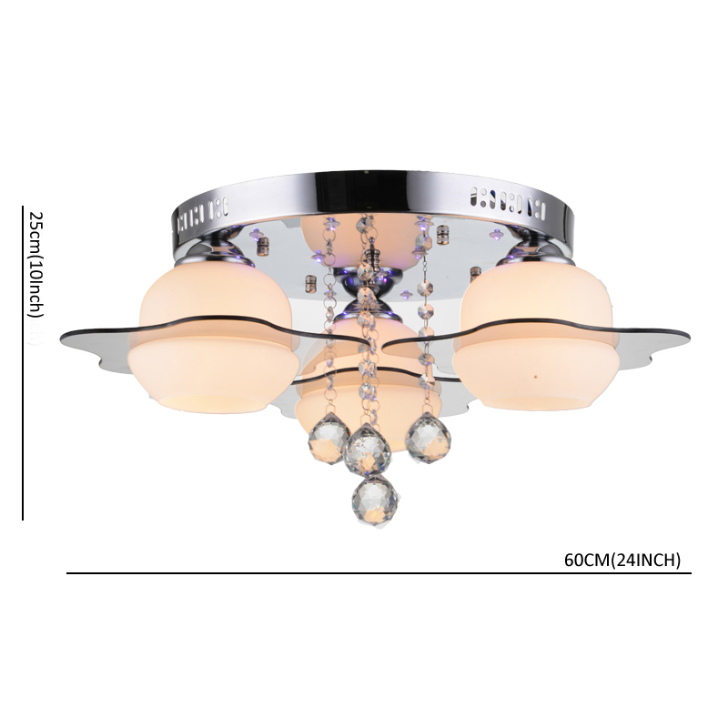 modern ceiling light e26 e27 3 lights with rgb led crystal acrylic glass flush mount for living room bed room hallway