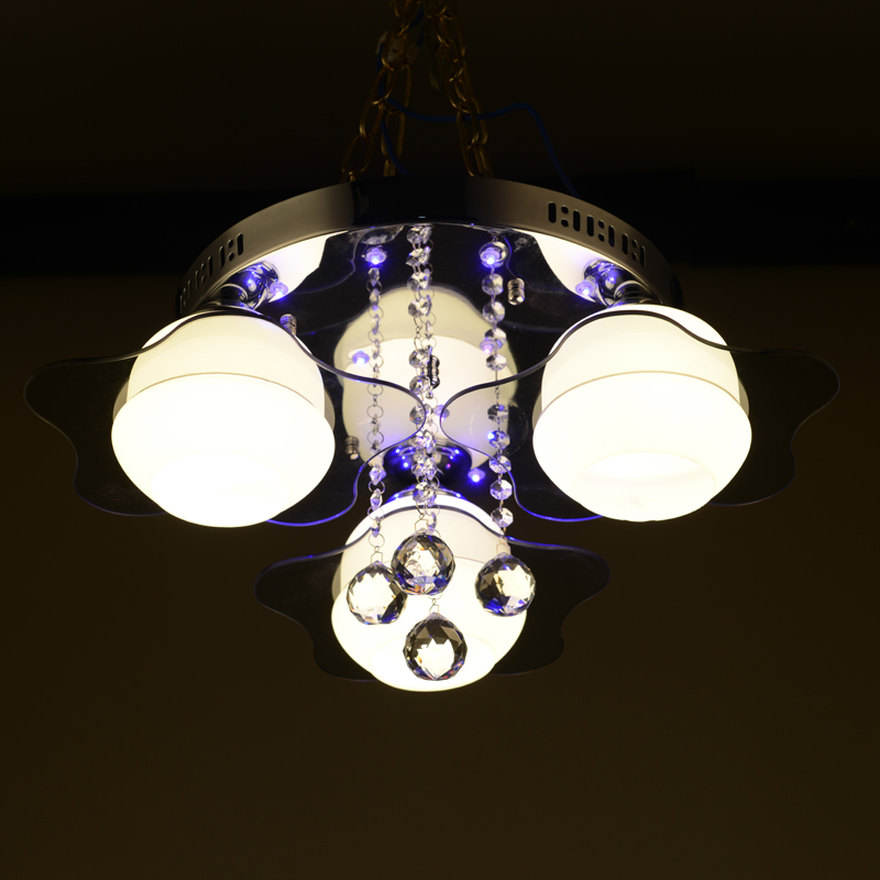 modern ceiling light e26 e27 3 lights with rgb led crystal acrylic glass flush mount for living room bed room hallway