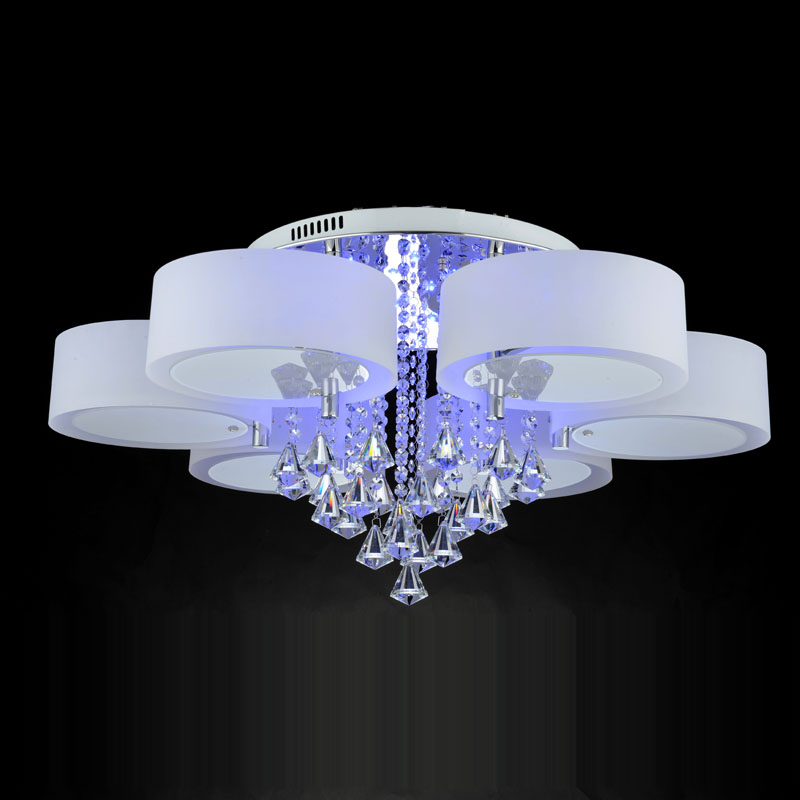 modern chandelier crystal with remote control 6 lights led chandeliers light for bed living room 220-240 volt