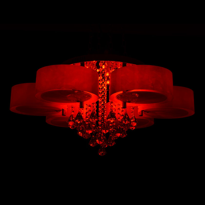 modern chandelier crystal with remote control 6 lights led chandeliers light for bed living room 220-240 volt