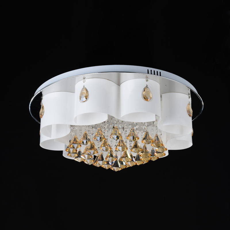 modern crystal ceiling light led bulbs included acrylic chrome finish flush mount ceiling lamp for living room