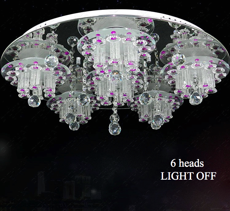 modern flush crystal led ceiling light bedroom/living room luminaires led lamp round warm white/cool white 72w ac 100-240v d60cm
