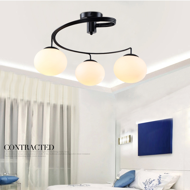 modern glass ceiling light 3 or 5 lights e26 e27 base metal black painting flush mount ceiling lamp for living room